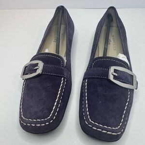 Anne Klein Women's Dark Purple Flats with Buckle Size 6M